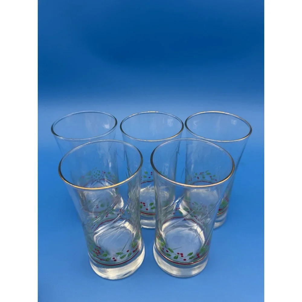 Vintage Arby's Libbey Holly Berry Christmas Glasses Collection 1987 Set Of 5